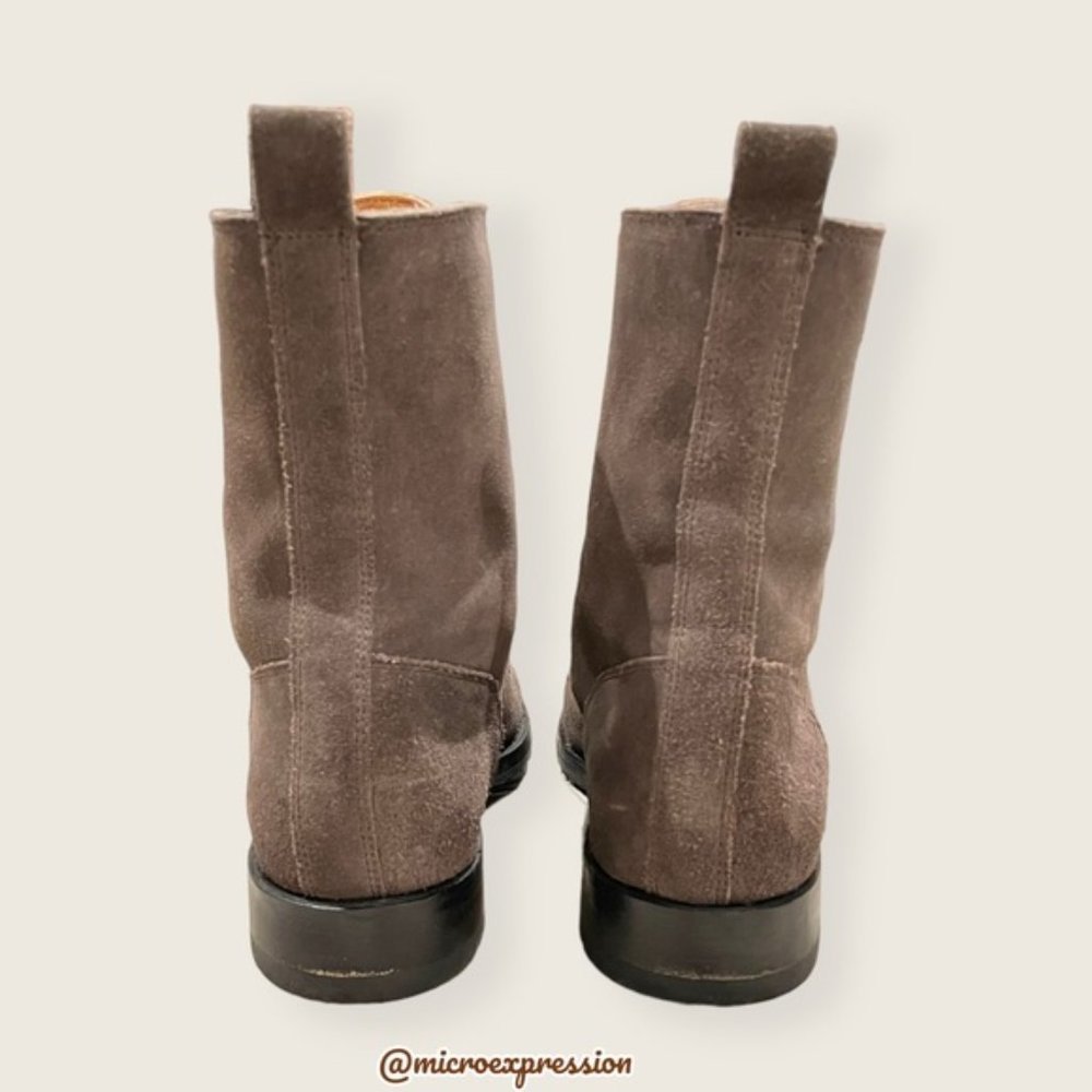 $389 Frye Veronica Combat Lace Up Grey Suede Soft Leather Comfy Moto Ankle Boot - Picture 12 of 16